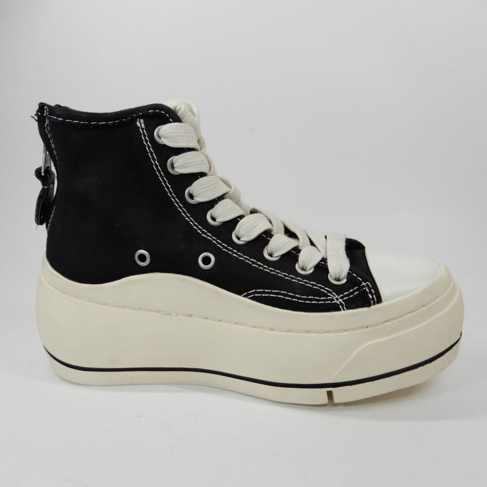 R13 Kurt High Top Platform Sneakers Size 5 Black Canvas Lace-Up Zip NEW $495 - Picture 14 of 16